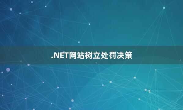 .NET网站树立处罚决策